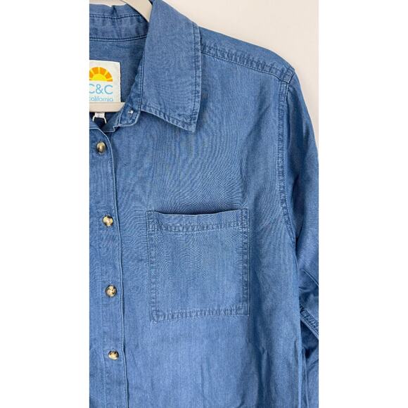 C&C California Sarah Chambray Button Up Shirt Long Sleeve Womens Size M NWT - Picture 6 of 10